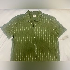 Mutual Weave Green Stripe Dobby Shirt